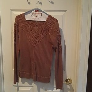 Small Womens Rose/Blush Long Sleeve Free Peop